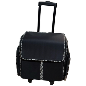 Everything Mary Crafting Cart Wheels Stylish Black Rolling Bag Zebra Trim